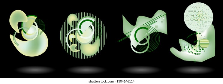 Set of abstract modern graphic elements. Dynamical colored forms and line. Gradient abstract banners with flowing liquid shapes. Template for the design of a logo, flyer or presentation. Vector.