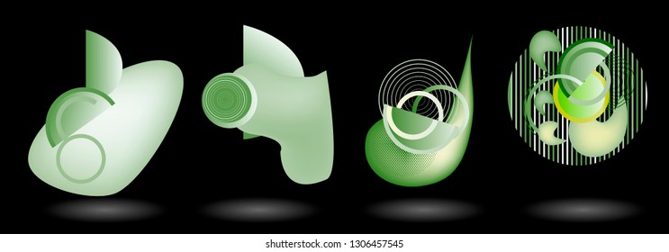 Set of abstract modern graphic elements. Dynamical colored forms and line. Gradient abstract banners with flowing liquid shapes. Template for the design of a logo, flyer or presentation. Vector.