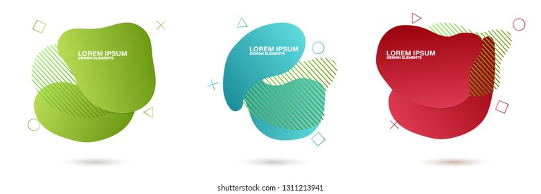 Set of abstract modern graphic elements. Dynamical colored forms and line. Gradient abstract banners with flowing liquid shapes. Template for the design of a logo, flyer or presentation.