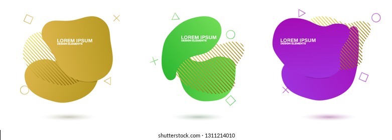 Set of abstract modern graphic elements. Dynamical colored forms and line. Gradient abstract banners with flowing liquid shapes. Template for the design of a logo, flyer or presentation.