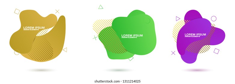 Set of abstract modern graphic elements. Dynamical colored forms and line. Gradient abstract banners with flowing liquid shapes. Template for the design of a logo, flyer or presentation.