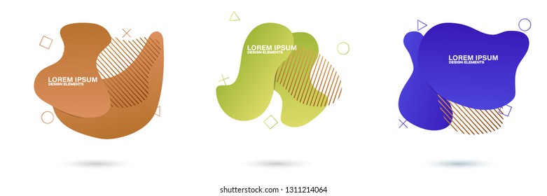 Set of abstract modern graphic elements. Dynamical colored forms and line. Gradient abstract banners with flowing liquid shapes. Template for the design of a logo, flyer or presentation.