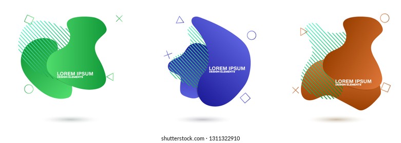 Set of abstract modern graphic elements. Dynamical colored forms and line. Gradient abstract banners with flowing liquid shapes. Template for the design of a logo, flyer or presentation.