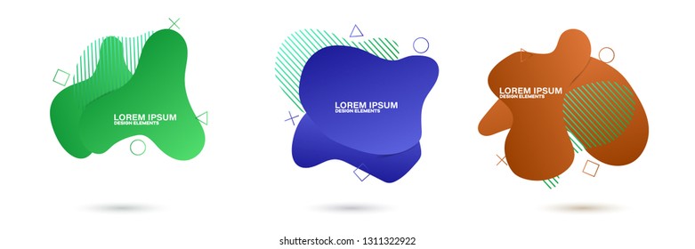 Set of abstract modern graphic elements. Dynamical colored forms and line. Gradient abstract banners with flowing liquid shapes. Template for the design of a logo, flyer or presentation.