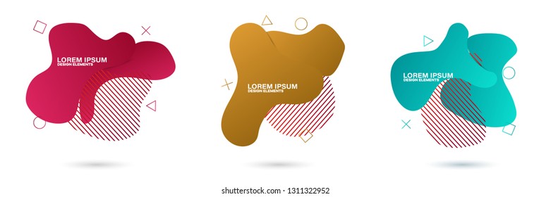 Set of abstract modern graphic elements. Dynamical colored forms and line. Gradient abstract banners with flowing liquid shapes. Template for the design of a logo, flyer or presentation.