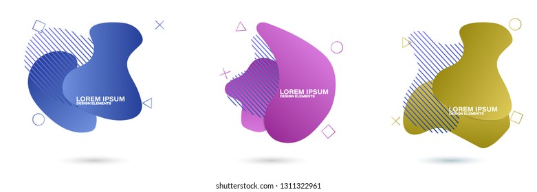 Set of abstract modern graphic elements. Dynamical colored forms and line. Gradient abstract banners with flowing liquid shapes. Template for the design of a logo, flyer or presentation.