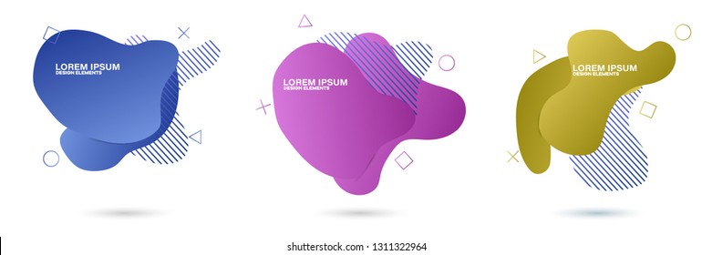 Set of abstract modern graphic elements. Dynamical colored forms and line. Gradient abstract banners with flowing liquid shapes. Template for the design of a logo, flyer or presentation.