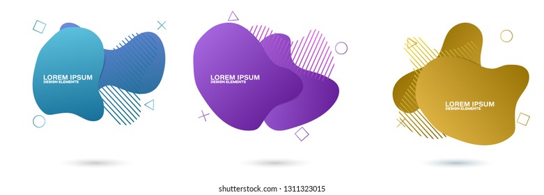 Set of abstract modern graphic elements. Dynamical colored forms and line. Gradient abstract banners with flowing liquid shapes. Template for the design of a logo, flyer or presentation.