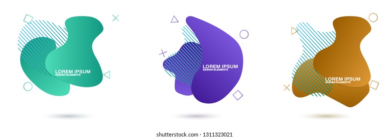 Set of abstract modern graphic elements. Dynamical colored forms and line. Gradient abstract banners with flowing liquid shapes. Template for the design of a logo, flyer or presentation.