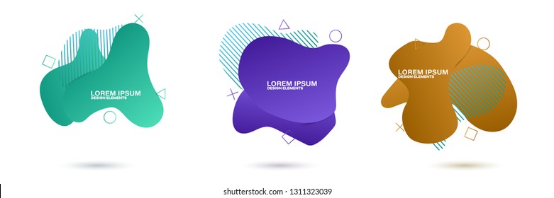 Set of abstract modern graphic elements. Dynamical colored forms and line. Gradient abstract banners with flowing liquid shapes. Template for the design of a logo, flyer or presentation.
