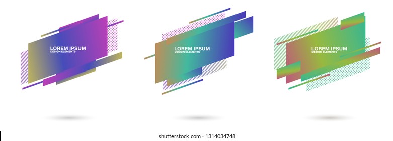 Set of abstract modern graphic elements. Dynamical colored forms and line. Gradient abstract banners with flowing liquid shapes. Template for the design of a logo, flyer or presentation.