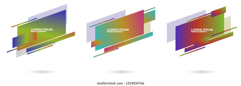 Set of abstract modern graphic elements. Dynamical colored forms and line. Gradient abstract banners with flowing liquid shapes. Template for the design of a logo, flyer or presentation.