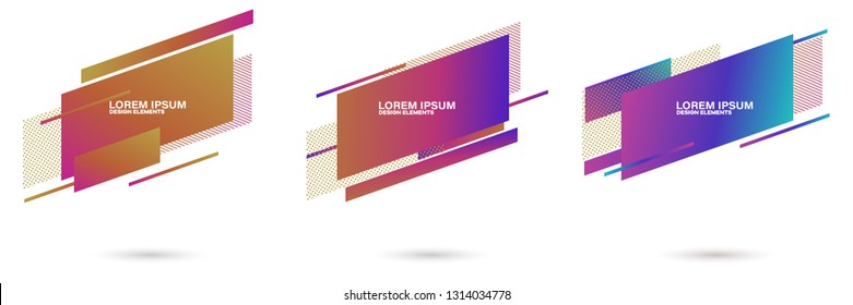 Set of abstract modern graphic elements. Dynamical colored forms and line. Gradient abstract banners with flowing liquid shapes. Template for the design of a logo, flyer or presentation.