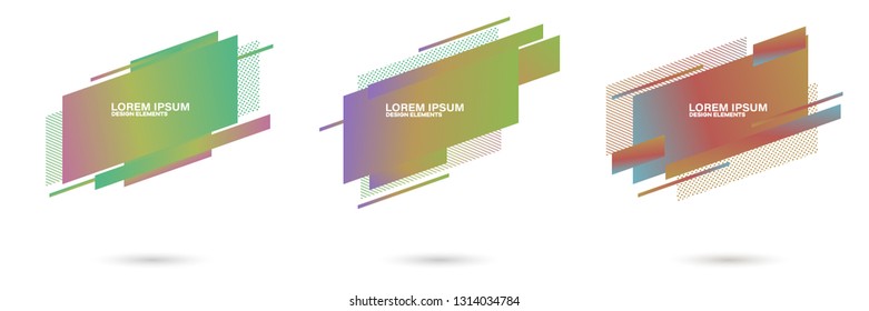 Set of abstract modern graphic elements. Dynamical colored forms and line. Gradient abstract banners with flowing liquid shapes. Template for the design of a logo, flyer or presentation.