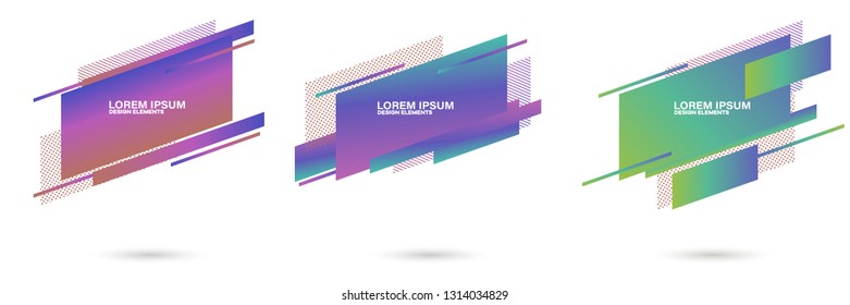 Set of abstract modern graphic elements. Dynamical colored forms and line. Gradient abstract banners with flowing liquid shapes. Template for the design of a logo, flyer or presentation.