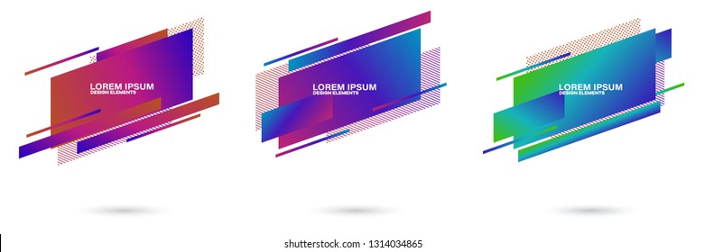 Set of abstract modern graphic elements. Dynamical colored forms and line. Gradient abstract banners with flowing liquid shapes. Template for the design of a logo, flyer or presentation.