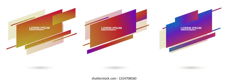 Set of abstract modern graphic elements. Dynamical colored forms and line. Gradient abstract banners with flowing liquid shapes. Template for the design of a logo, flyer or presentation.