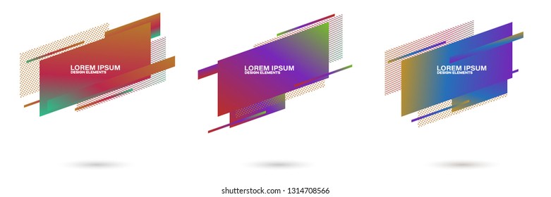 Set of abstract modern graphic elements. Dynamical colored forms and line. Gradient abstract banners with flowing liquid shapes. Template for the design of a logo, flyer or presentation.