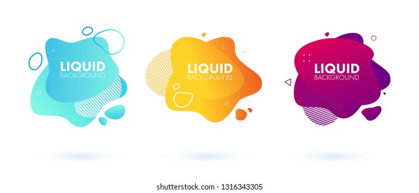 Set of abstract modern graphic elements. Dynamical colored forms and line. Gradient abstract banners with flowing liquid shapes. Template for the design of a logo, flyer or presentation. Vector.