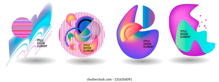 Set of abstract modern graphic elements. Dynamical colored forms and line. Gradient abstract banners with flowing liquid shapes. Template for the design of a logo, flyer or presentation. Vector.