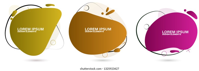 Set of abstract modern graphic elements. Dynamical colored forms and line. Gradient abstract banners with flowing liquid shapes. Template for the design of a logo, flyer or presentation.