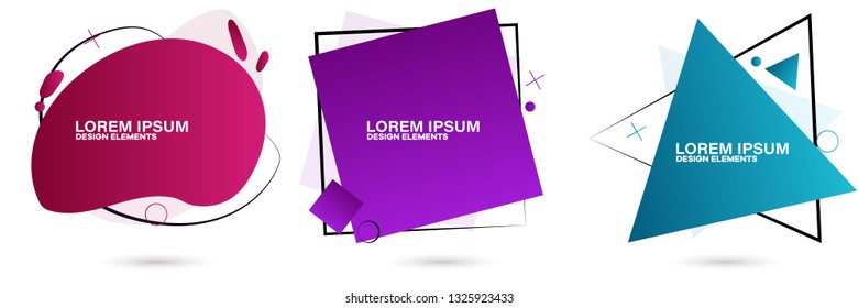 Set of abstract modern graphic elements. Dynamical colored forms and line. Gradient abstract banners with flowing liquid shapes. Template for the design of a logo, flyer or presentation.