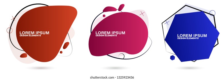 Set of abstract modern graphic elements. Dynamical colored forms and line. Gradient abstract banners with flowing liquid shapes. Template for the design of a logo, flyer or presentation.