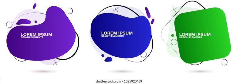 Set of abstract modern graphic elements. Dynamical colored forms and line. Gradient abstract banners with flowing liquid shapes. Template for the design of a logo, flyer or presentation.