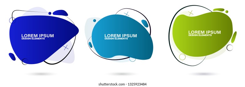 Set of abstract modern graphic elements. Dynamical colored forms and line. Gradient abstract banners with flowing liquid shapes. Template for the design of a logo, flyer or presentation.