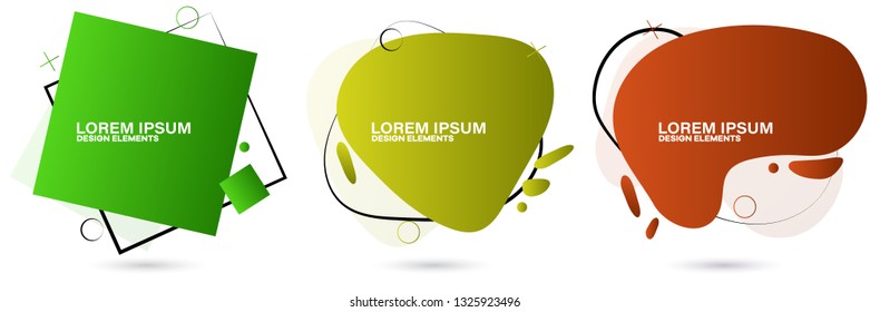 Set of abstract modern graphic elements. Dynamical colored forms and line. Gradient abstract banners with flowing liquid shapes. Template for the design of a logo, flyer or presentation.