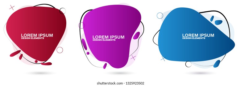 Set of abstract modern graphic elements. Dynamical colored forms and line. Gradient abstract banners with flowing liquid shapes. Template for the design of a logo, flyer or presentation.