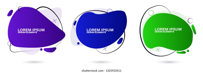Set of abstract modern graphic elements. Dynamical colored forms and line. Gradient abstract banners with flowing liquid shapes. Template for the design of a logo, flyer or presentation.