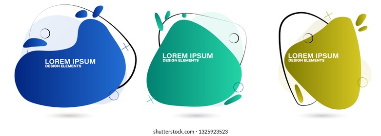 Set of abstract modern graphic elements. Dynamical colored forms and line. Gradient abstract banners with flowing liquid shapes. Template for the design of a logo, flyer or presentation.