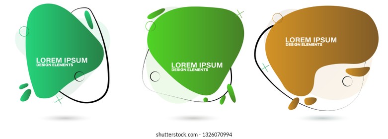 Set of abstract modern graphic elements. Dynamical colored forms and line. Gradient abstract banners with flowing liquid shapes. Template for the design of a logo, flyer or presentation.