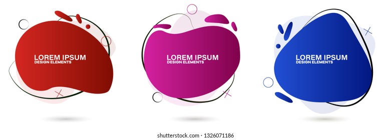 Set of abstract modern graphic elements. Dynamical colored forms and line. Gradient abstract banners with flowing liquid shapes. Template for the design of a logo, flyer or presentation.