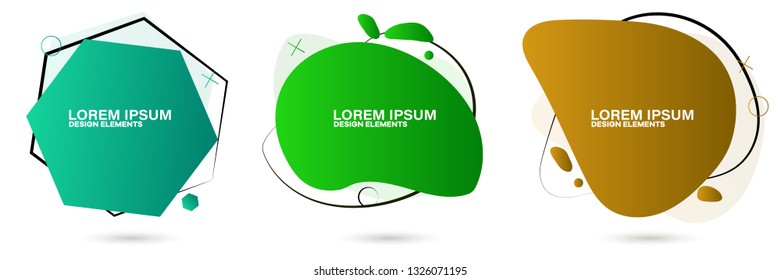 Set of abstract modern graphic elements. Dynamical colored forms and line. Gradient abstract banners with flowing liquid shapes. Template for the design of a logo, flyer or presentation.