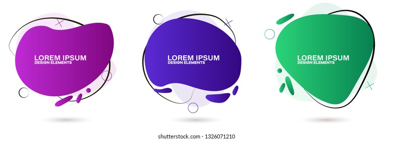 Set of abstract modern graphic elements. Dynamical colored forms and line. Gradient abstract banners with flowing liquid shapes. Template for the design of a logo, flyer or presentation.