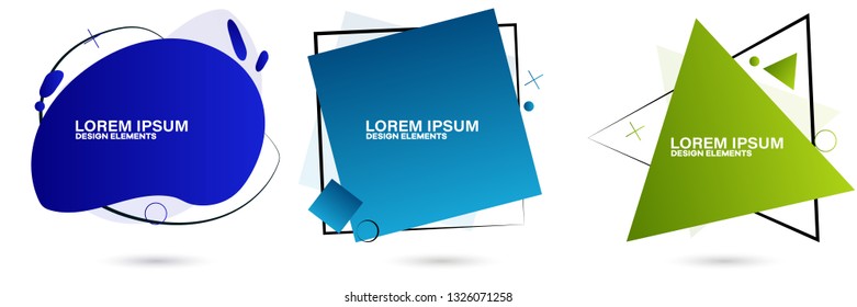 Set of abstract modern graphic elements. Dynamical colored forms and line. Gradient abstract banners with flowing liquid shapes. Template for the design of a logo, flyer or presentation.