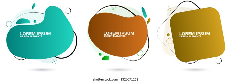 Set of abstract modern graphic elements. Dynamical colored forms and line. Gradient abstract banners with flowing liquid shapes. Template for the design of a logo, flyer or presentation.
