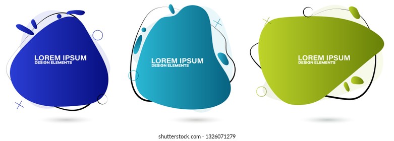 Set of abstract modern graphic elements. Dynamical colored forms and line. Gradient abstract banners with flowing liquid shapes. Template for the design of a logo, flyer or presentation.