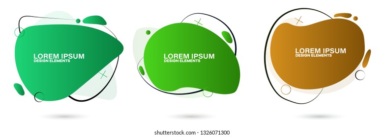 Set of abstract modern graphic elements. Dynamical colored forms and line. Gradient abstract banners with flowing liquid shapes. Template for the design of a logo, flyer or presentation.