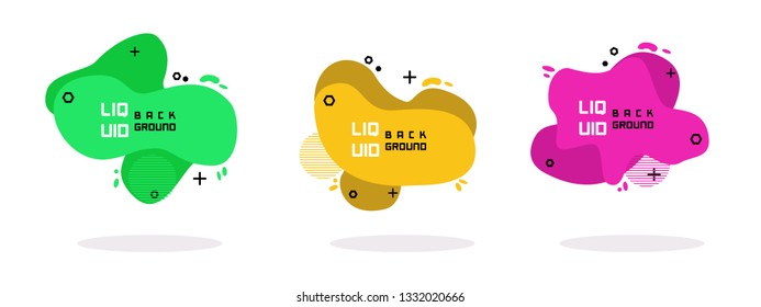 Set of abstract modern graphic elements. Dynamical colored forms and line. Gradient abstract banners with flowing liquid shapes. Template for the design of a logo, flyer or presentation. Vector 10 EPS