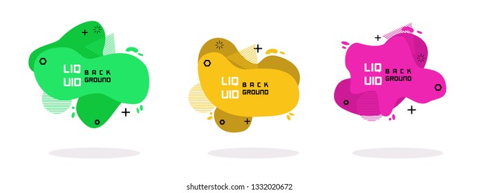Set of abstract modern graphic elements. Dynamical colored forms and line. Gradient abstract banners with flowing liquid shapes. Template for the design of a logo, flyer or presentation. Vector 10 EPS