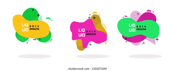 Set of abstract modern graphic elements. Dynamical colored forms and line. Gradient abstract banners with flowing liquid shapes. Template for the design of a logo, flyer or presentation. Vector 10 EPS