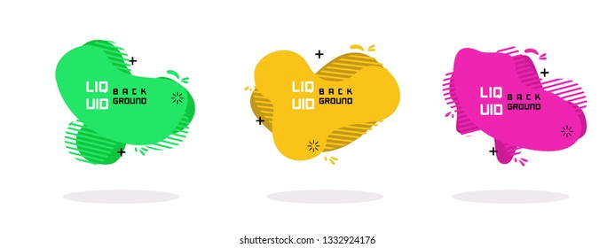 Set of abstract modern graphic elements. Dynamical colored forms and line. Gradient abstract banners with flowing liquid shapes. Template for the design of a logo, flyer or presentation. Vector 10 EPS