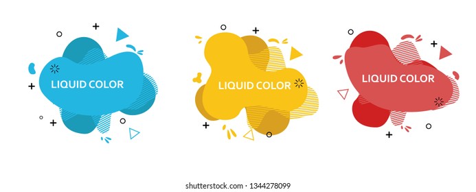 Set of abstract modern graphic elements. Dynamical colored forms and line. Gradient abstract banners with flowing liquid shapes. Template for the design of a logo, flyer or presentation. Vector 10 EPS