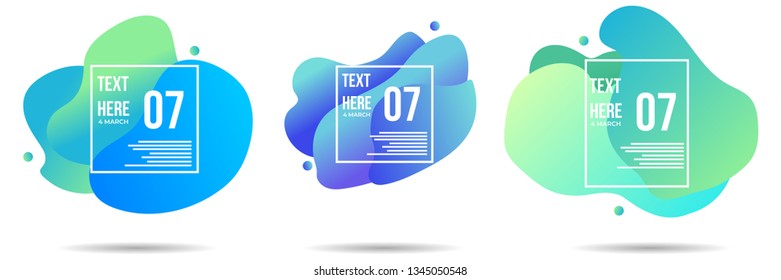 Set of abstract modern graphic elements. Dynamical colored fluid forms and line. Gradient abstract banners with flowing liquid shapes. Template for the design of a logo, flyer or presentation
