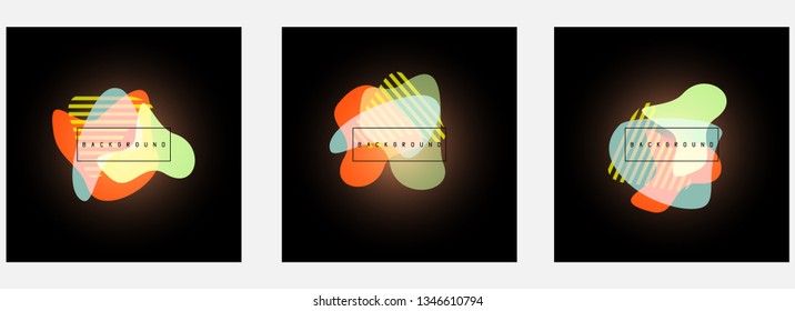 Set of abstract modern graphic elements. Dynamical colored forms and line. Gradient abstract banners with flowing liquid shapes