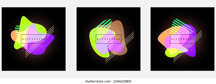 Set of abstract modern graphic elements. Dynamical colored forms and line. Gradient abstract banners with flowing liquid shapes