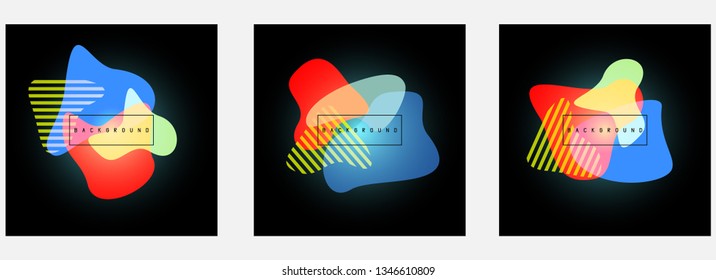Set of abstract modern graphic elements. Dynamical colored forms and line. Gradient abstract banners with flowing liquid shapes
